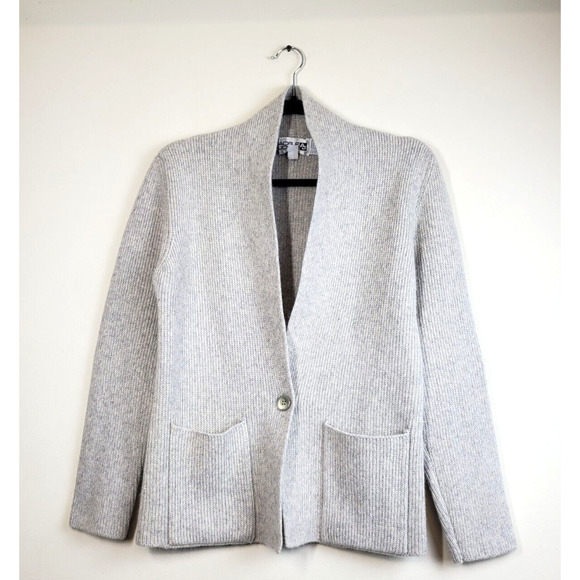 Adele Joyce Womens Medium Cardigan Sweater Gray Angora Wool Luxury Minimalist - Picture 10 of 10